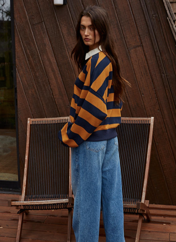Amerie Striped Collared Pullover