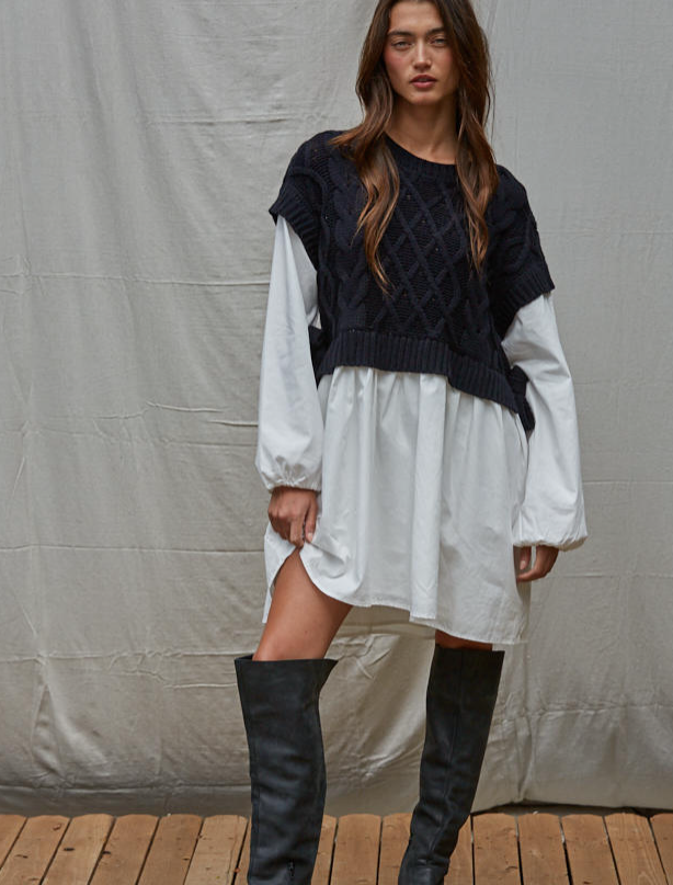 Aven Sweater Twofer Mini Dress
