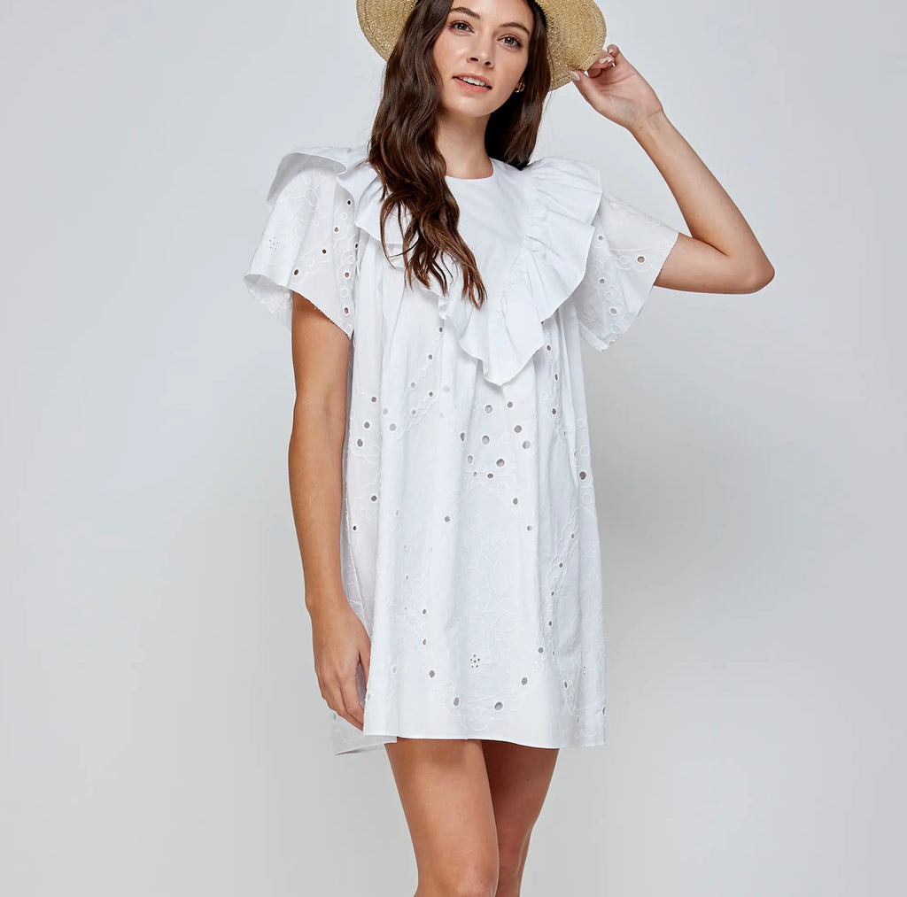 Elsie Ruffled Eyelet Dress